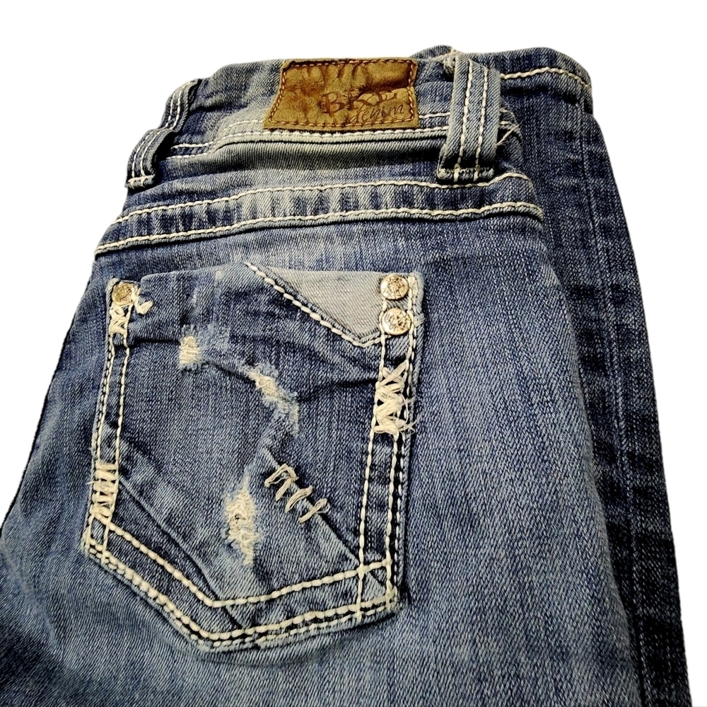 Bke Blue Jeans Distressed Y2K 90's Pants Bootcut Size 28 - Picture 10 of 12